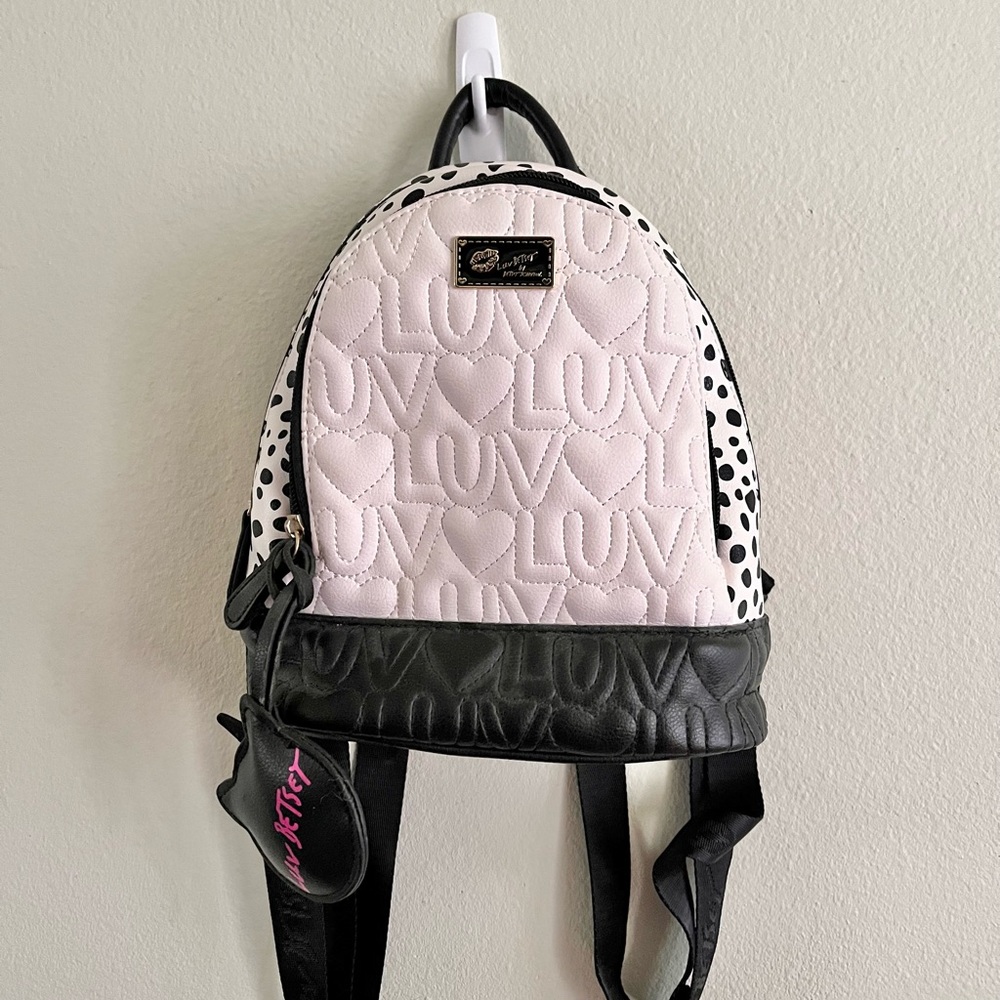 Betsey Johnson Pink and Black Quilted Backpack